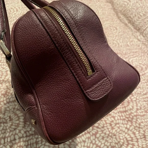 MCM Plum Leather Boston Bag Satchel with COA - Picture 3 of 11